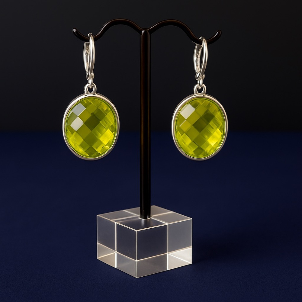 Faceted Green-Yellow Earrings